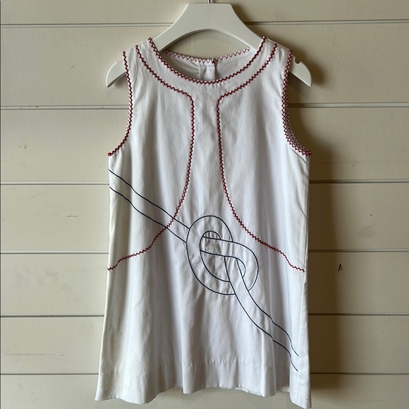 White Sleeveless Crew Neck nautical Shift Dress